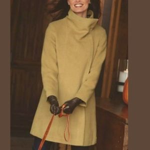 Women’s Camel Wool Blend Funnel Neck Mid Length Coat 1X